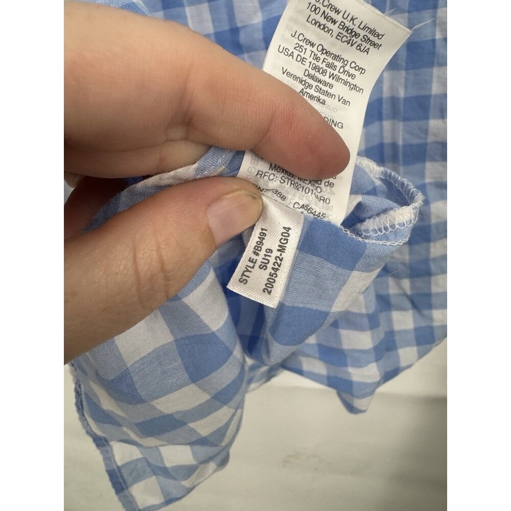 J. Crew Plaid Button Front Shirt Blue Long Sleeve Lightweight Preppy Western XXS - Picture 5 of 10